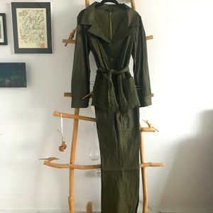olive green linen women’s suit